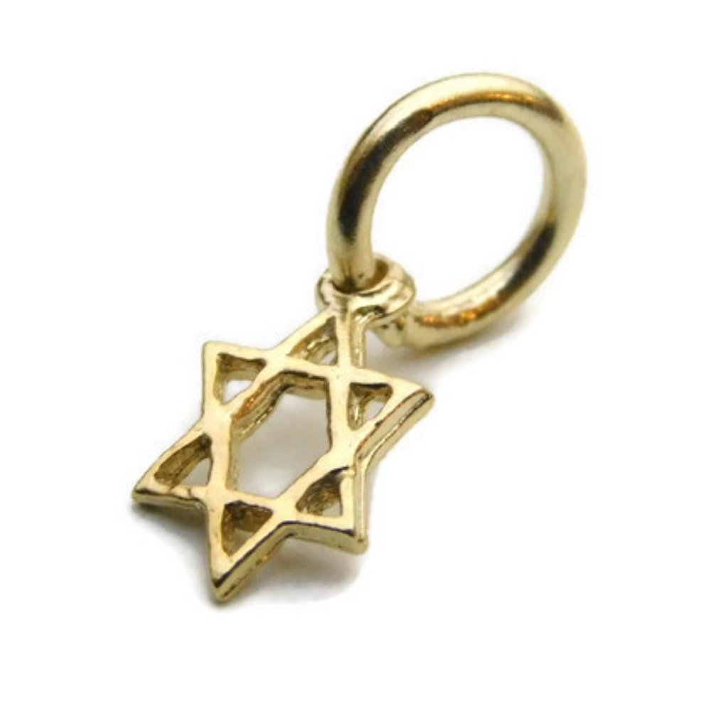 Star of David Tiny 14k Yellow Gold Charm pendant - Picture 2 of 4